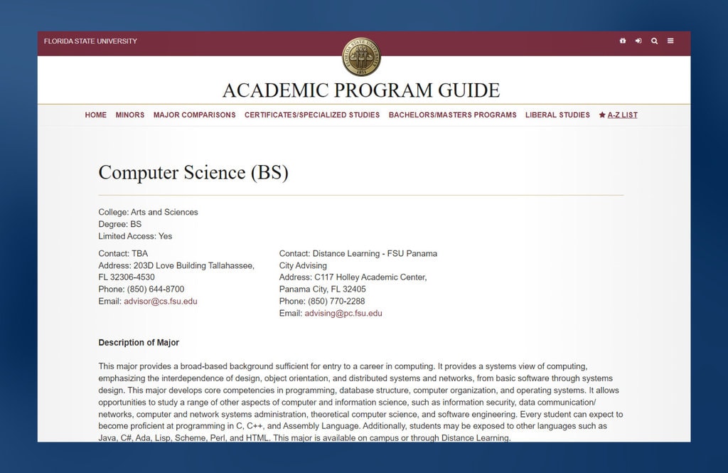 BS en el plan de estudios de Ciencias de la Computación